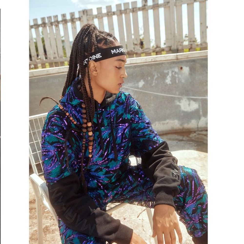 Designer sequin hoodie MarkAntoine x Simons NWOT